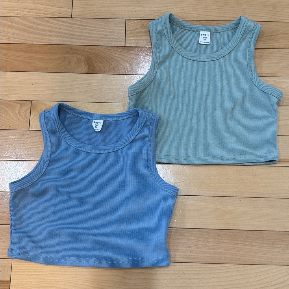 SHEIN Ribbed Crop Tops in Blue and Green